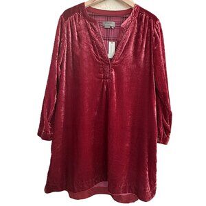 By Anthropologie rich deep berry colored velvet shift dress MP NWT